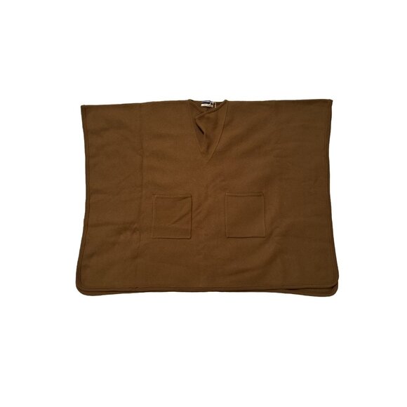 Cristaseya New Felted Wool Maxi Poncho Sweater Cape Knit Brown Medium - Picture 3 of 8